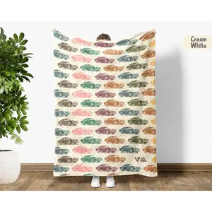 Classic Car Lover Blanket, Retro Auto Mechanic Gift Throw, Vintage Muscle Car Blanket, Garage Decor Blanket, Car Enthusiast Gift Idea