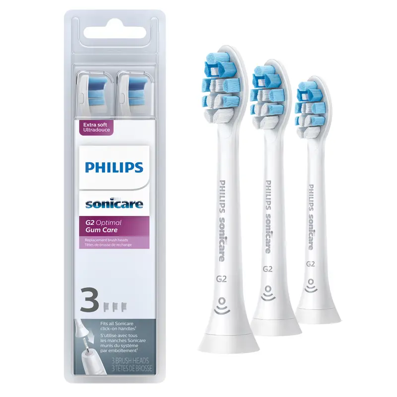 Philips Sonicare Optimal Gum Care replacement toothbrush heads, HX9033/65, BrushSync technology, White 3-pk Handle Oral Handle Oral