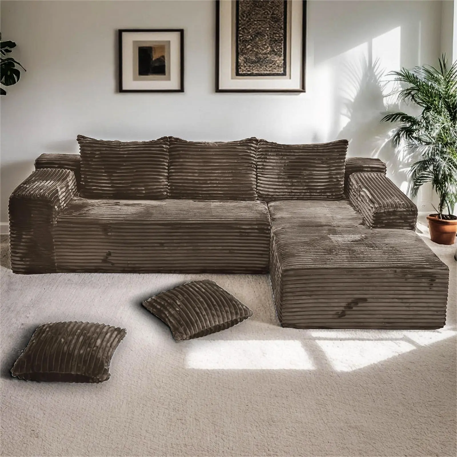 Khaki-Right Chaise