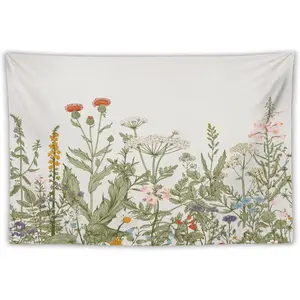 Floral Plants Wall Tapestry, Vintage Herbs Wall Hanging for Dorm, Living Room, Bedroom Decor - 40"x60" Gift Light