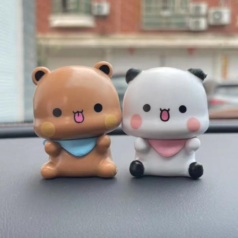 2PC Cute Bubu Dudu Panda Bear Figure Toy Collectible Anime Accessories Kawaii Bear Doll Ornament Home Decor Birthday Christmas Gift