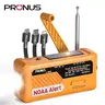 PRUNUS J-366 Emergency Radio with 3 Charging Cables, NOAA Weather Alert, 7400mWh/Solar/Hand Crank/ USB-C Charging, Battery Operated , WB/AM/FM, SOS Alarm, Flashlight, Compact for Bag