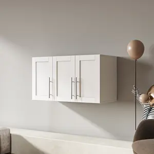 Stackable Wall Mounted Storage Cabinet - 35.43" W x 19.69" H White Cabinet for Kitchen Laundry Garage Bathroom Living Room Home Office, 15.75" Deep