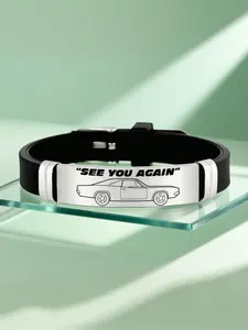 Stainless Steel Silicone Bracelet, Street Style Accessory, Perfect Gift for Car Enthusiasts, Durable & Trendy Design