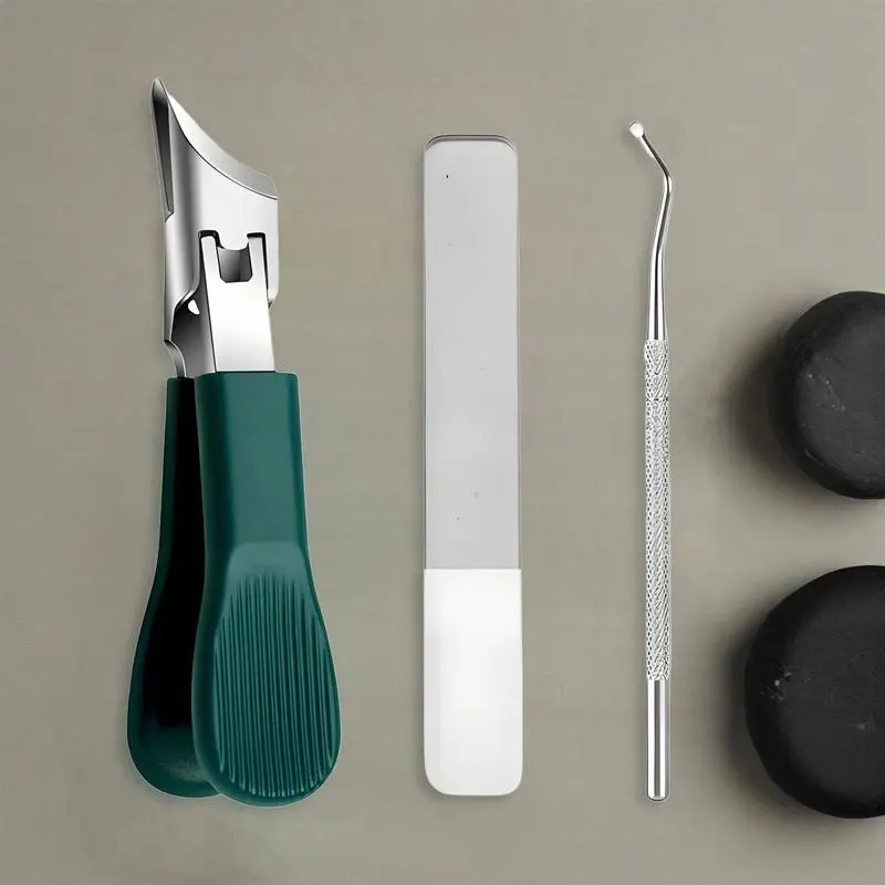 Household Eagle-Beak Beveled Nail Clippers Set: Large Opening, Anti-Splash – Multifunctional for Thick & Hard Nails, Nail Care, Ear Pick