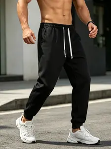Men's Lightweight Conical Sports Pants, Elastic Waist Drawstring, Side Pockets, Soft Running Lounge Pants, Ideal for Jogging, Workout Gym Pants, Training Pants