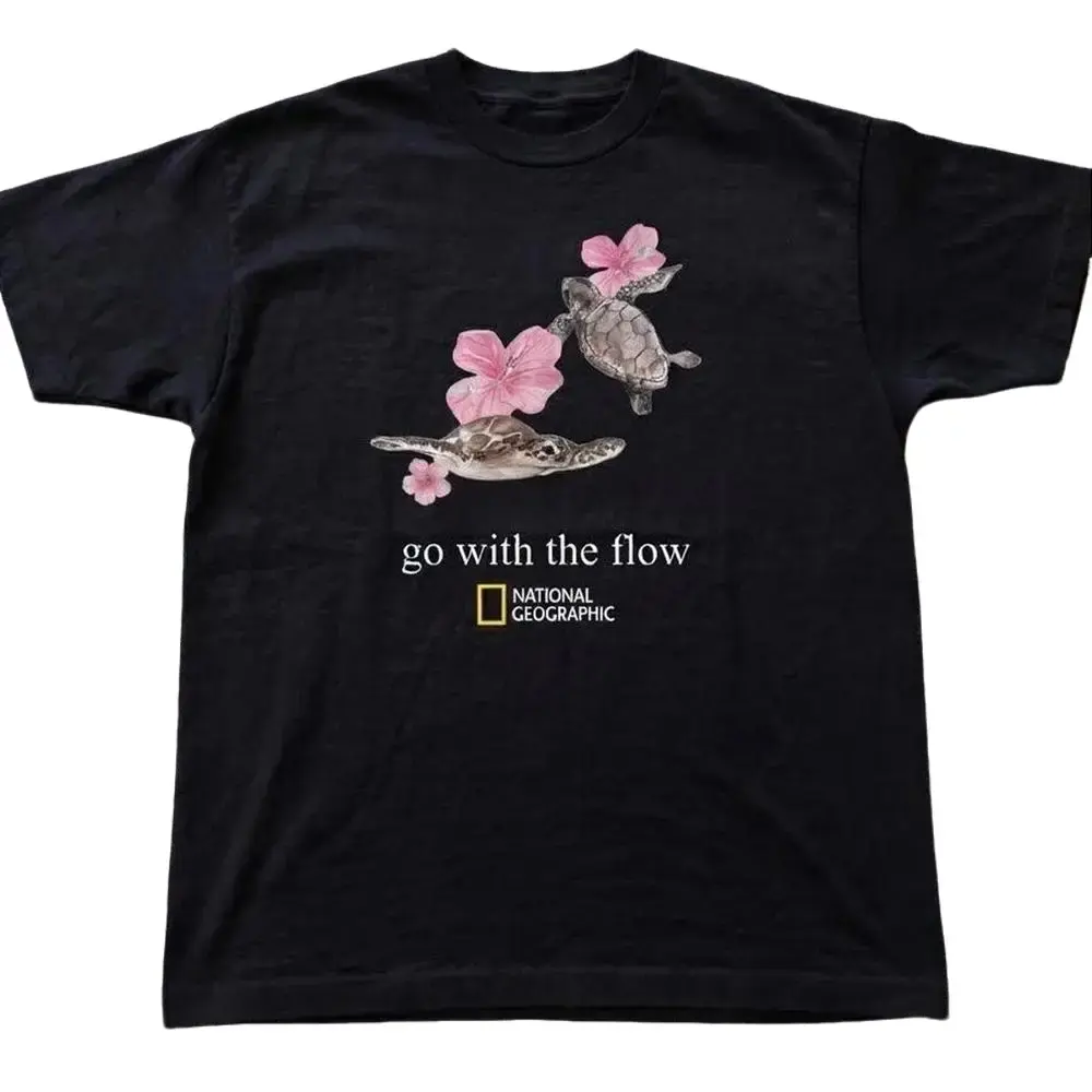 Go with the Flow Sea Turtles Graphic Tee, Anime Shirt, Gift For Woman, Casual Streetwear, Trending Shirt