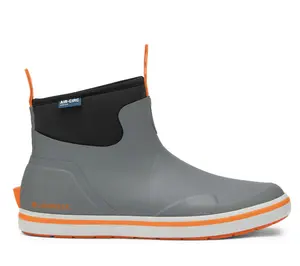 Men's Alpha Deck Boots - Gray/Orange - Waterproof Slip - On Fishing Shoes - Boating Garden Outdoor Shoes, Durable Deck Footwear Gift for Him or Dad
