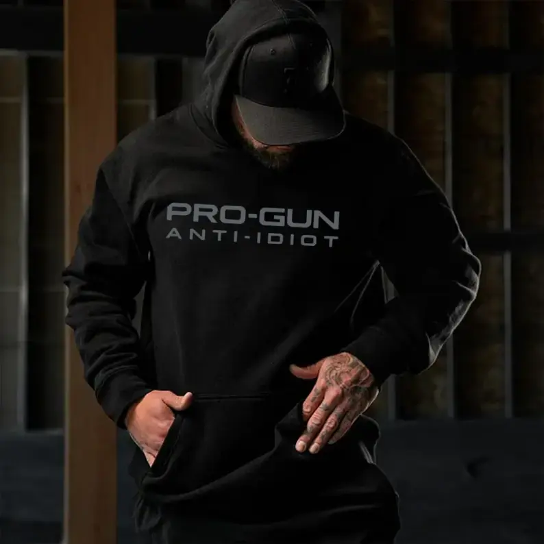 Pro-Gun Anti-Idiot Printed Men's T-Shirt / Hoodie / Sweatshirt, 2A Patriot Apparel for Men, Daily Casual Cotton Menswear, Streetwear