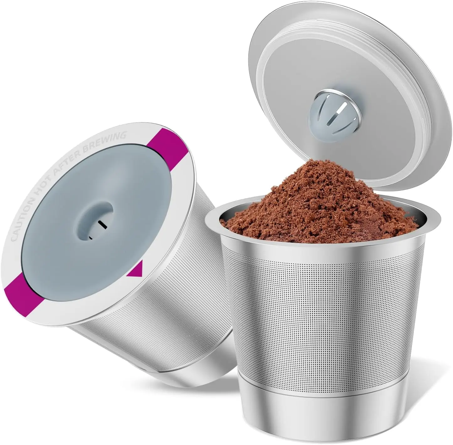 2 Pack  K Cup Coffee Pods, Universal Stainless Steel Refillable K Cup Coffee Filters for  1.0 and 2.0 Coffee Makers