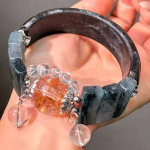 071 Herkimer Diamond Rutilated Quartz Astrophyllite Lucky Charm Bracelet 2025 Energy High Quality Fashion Jewelry Beads Feng Shui Bracelet Gift