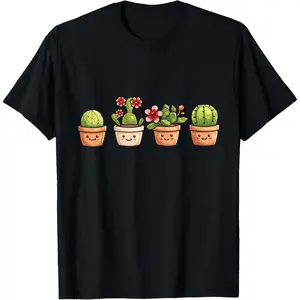 100% Cotton Cute Pot Plants - Adorable Gardening Design T-Shirt