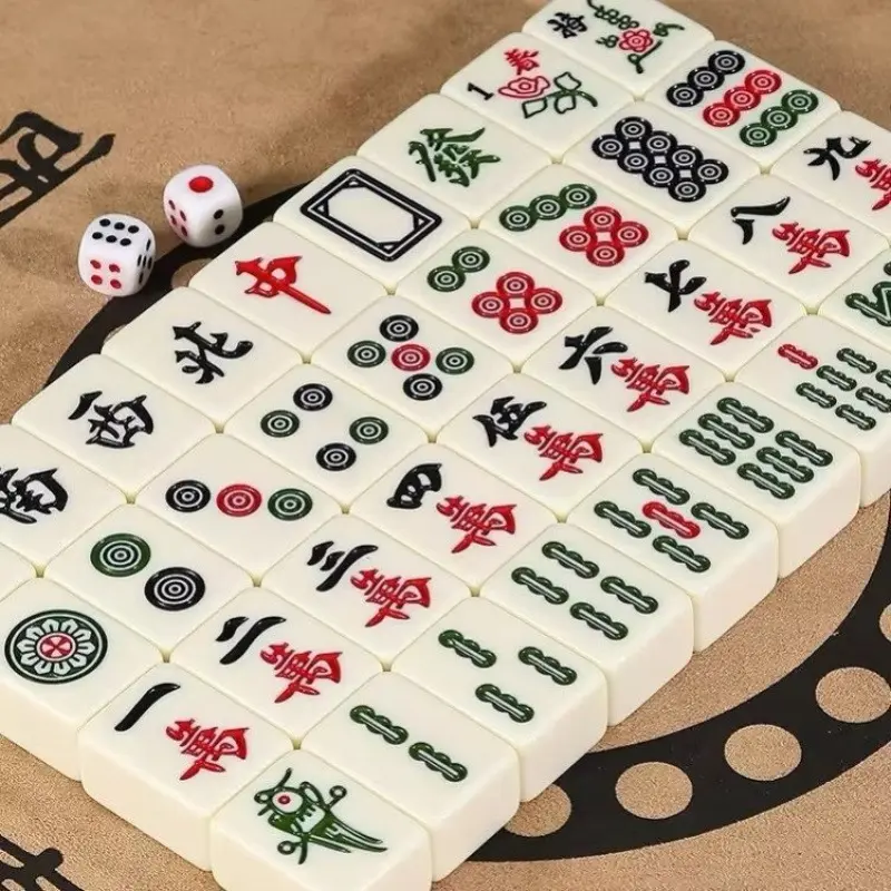 Hand-Cranked Mahjong 108 Large Tiles Set for Home Use, Extra Large Family Set in Six Colors Hand-Cranked Mahjong 108 Large Tiles Set for Home Use, Extra Large Family Set in Six Colors