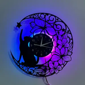 Cat Theme Vinyl Record Wall Clock, Creative Decorative Clock, Artistic Wall Decor, Room Decoration, Home Decor, Office Decor, Coffee Shop Decor, Birthday Gift