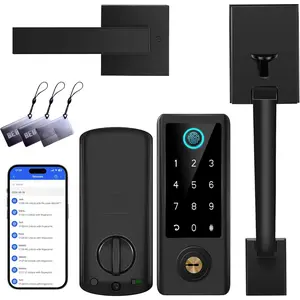 Fingerprint Door Lock with Handle Sets,  Keyless Entry Door Lock,  Front Handle Set,  Deadbolt,  Keypad Digital Lock with Handle, Black