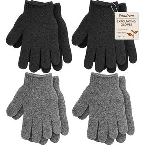 4 Pairs Exfoliating Microfiber Bath Shower Gloves Exfoliating Mitt Body Scrubber Exfoliate Sponge Loofah Shower Scrubber