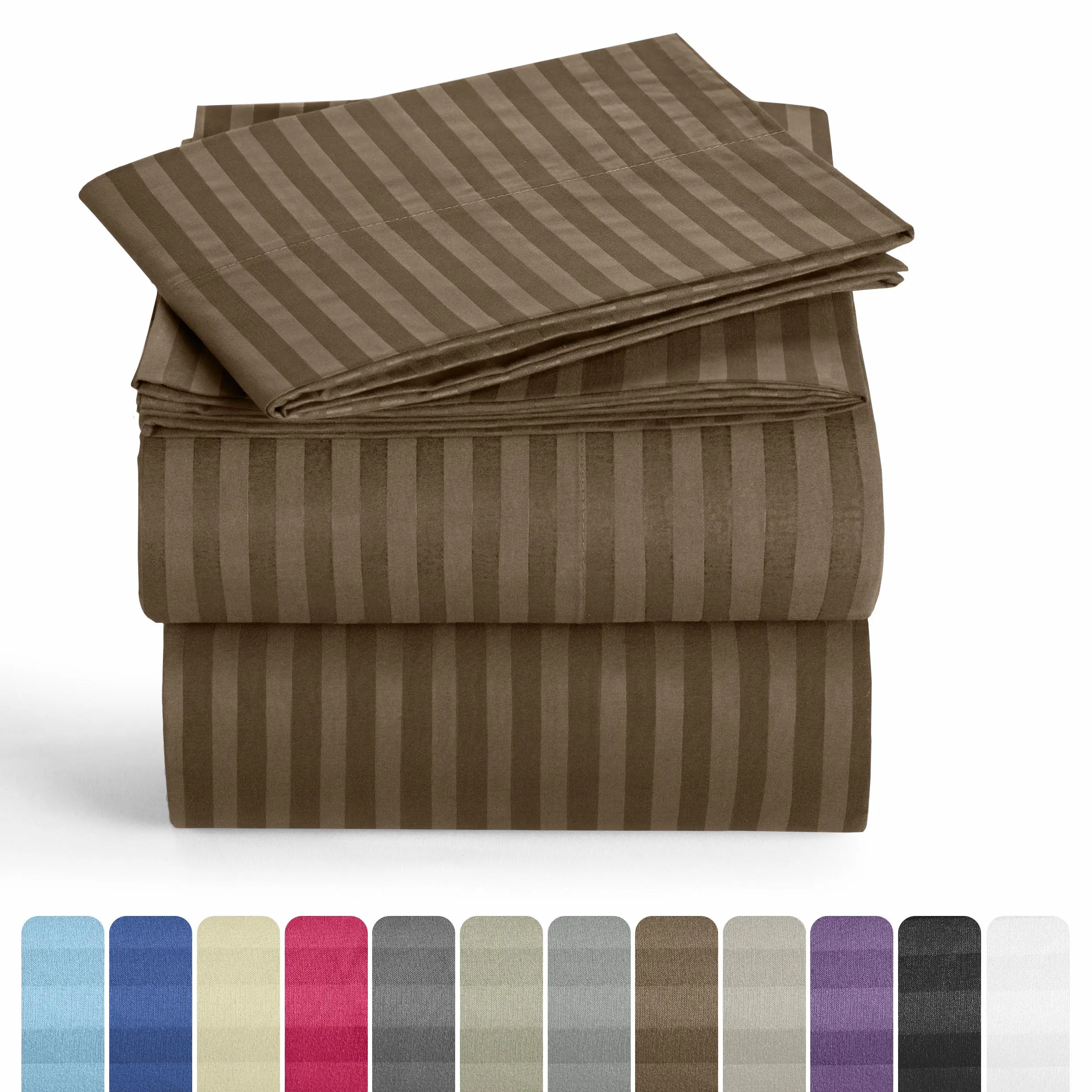 Lux Decor 4/3 Pieces Striped Bed Sheets Set - Hotel Luxury Sheets, Deep Pocket Up to 16 Inches, Extra Soft, Breathable Cooling Sheet & Pillowcases, Easy To Fit, Wrinkle Free, Fade & Stain Resistant Bedding Set