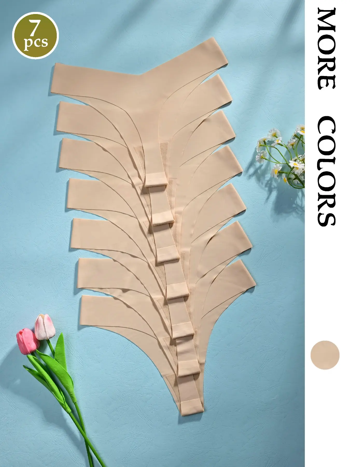 7 Pcs Invisible Seamless Minimalist Thong Underwear for Women, Bare Skin Color, Anti-Visible, Comfortable, Fitted, Daily Wear, Sports, No Squeezing, Panties, Everyday Wear Panties
