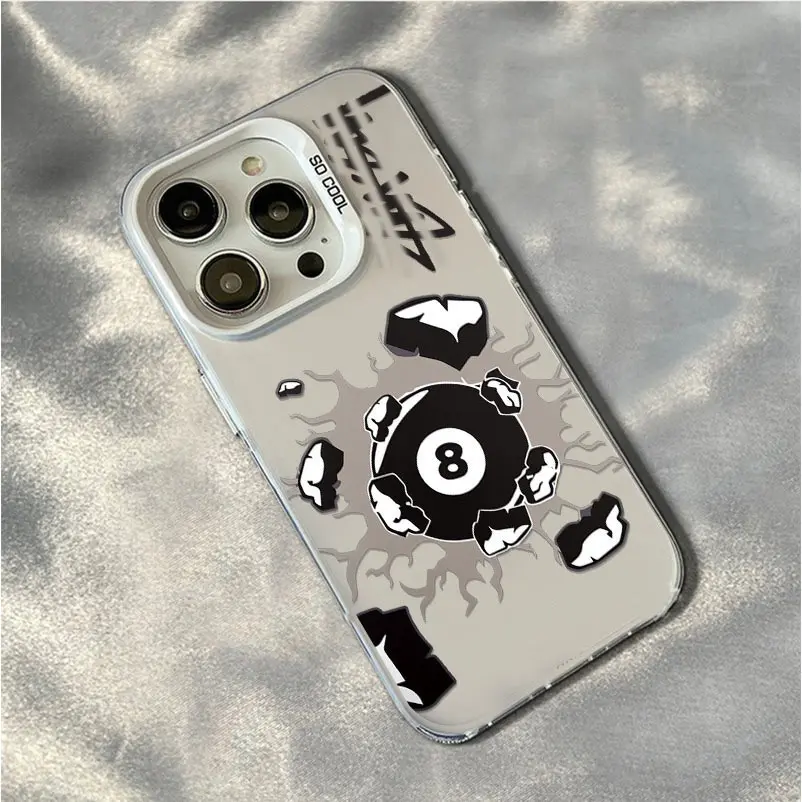 Smashing Billiard 8 Ball Phone Case Holo Frame Shattered Wall Graphic Holographic Bumper Cover Compatible with iPhone