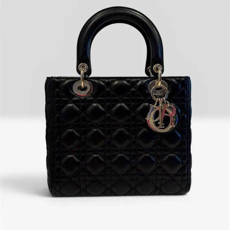 Pre-owned Dior LEATHER Tote Bags Christian Medium Lady Dior