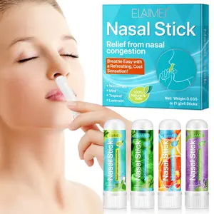 ELAIMEI Plant Nasal Clearing Sticks, 4 pieces, 4 scents: Peppermint, Iced Peppermint, Grapefruit and Lavender, Refreshing and Invigorating