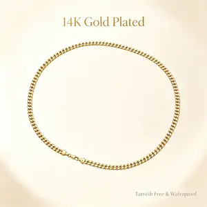 Unisex 10mm 14K Gold Plated Embossed Links Cuban Link Chain - Tarnish-Free Fashion Necklace for Layering Outfits, Daily Wear & Gifting
