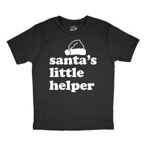Youth Funny T Shirts Santas Little Helper Funny Christmas Graphic Novelty Tee for Kids Funny T Shirts Christmas Tops for Kid Funny Sarcastic Short Sleeve Novelty Tees for Kids Black -