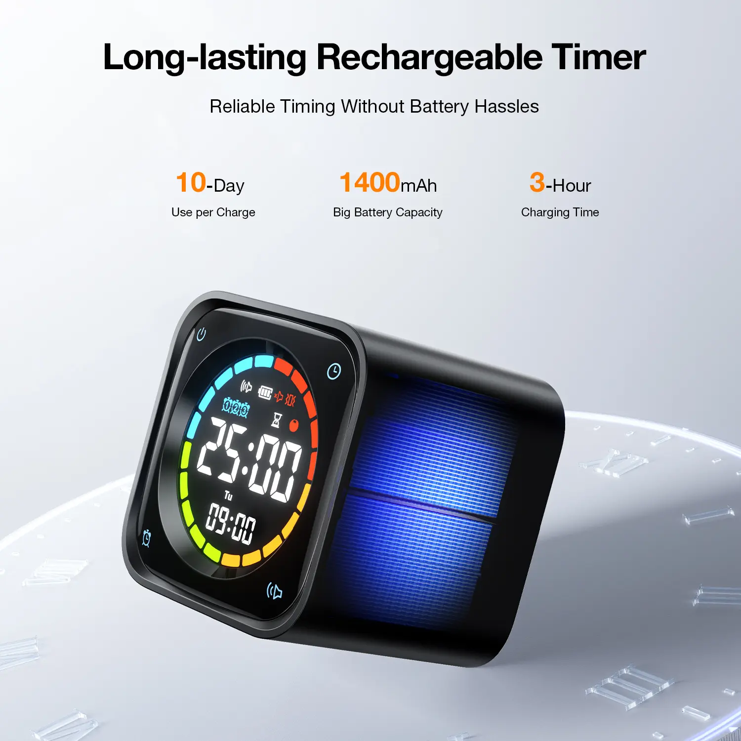 TK3 Pomodoro Timer Cube, Desk Productivity Timer with 5/10/30/60