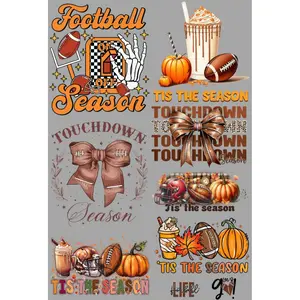 Football Season On Mini DTF Transfer Gang Sheet 24.5" wide x 36" long. Direct To Film Mini Gang Sheet