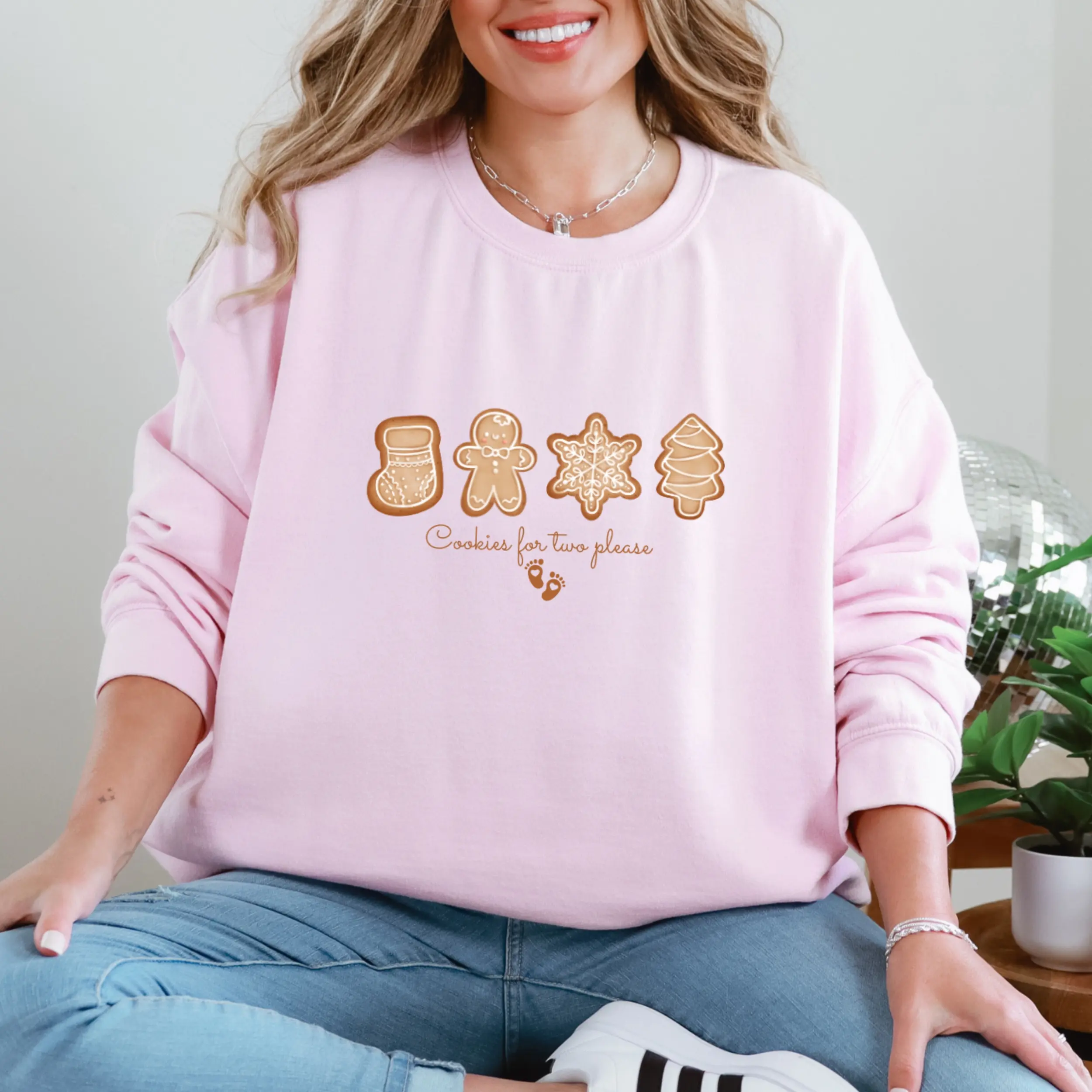 Mom to Be Christmas Sweatshirt, Cookies for Two Hoodie - Pregnancy Announcement, Holiday Maternity Apparel, Xmas Baby Reveal Jumper,