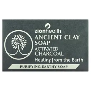 Zion Health Ancient Clay Bar Soap, Activated Charcoal, 6 oz (170 g)