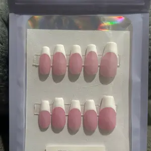 10pc Basic French tip-On Nails - Homemade french tip nails. Multiple shapes and sizes.