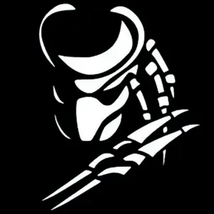 1PC Street Trendy Dark Hardcore Sci-Fi Logo Sticker Stick it on motorcycle bodies . This black-white Predator mask & wrist blade decor instantly has a cold cool vibe. Sci-fi fans can use it as a super dark hardcore sci-fi-stylish trendy decoration