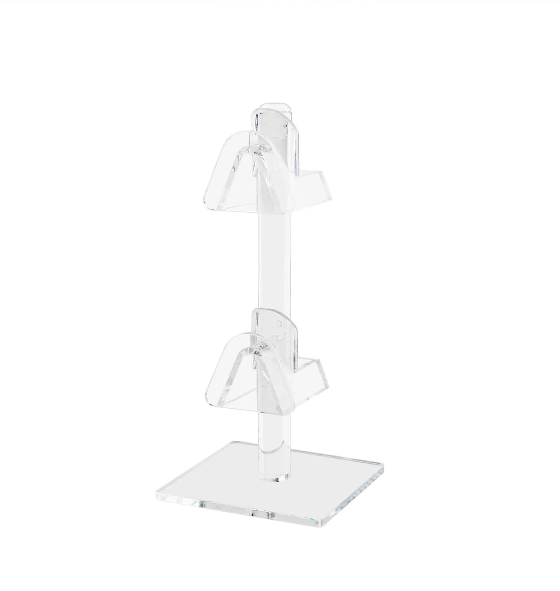 Eyewear Holder Countertop Display Stand Holds 2 Pairs of Sunglasses or Eyeglasses Clear Acrylic with Square Base for Retail Pharmacies Optical and Department Stores by 321 Plastics