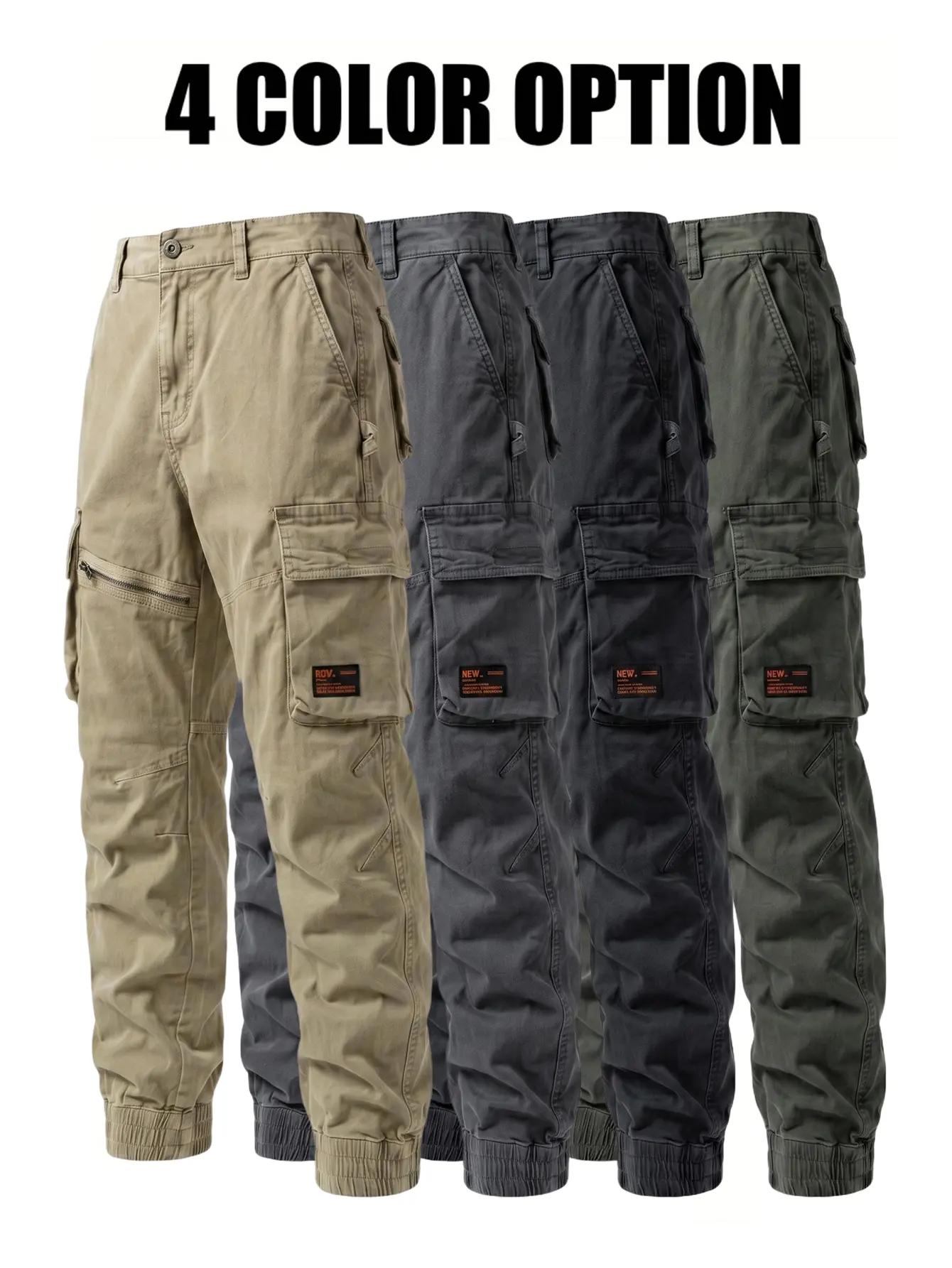 Menswear American-Style Pure Cotton Tactical Cargo Pants, Functional Multi-Pocket Design, Side Zipper Pockets, Tapered Leg for Everyday Casual Wear