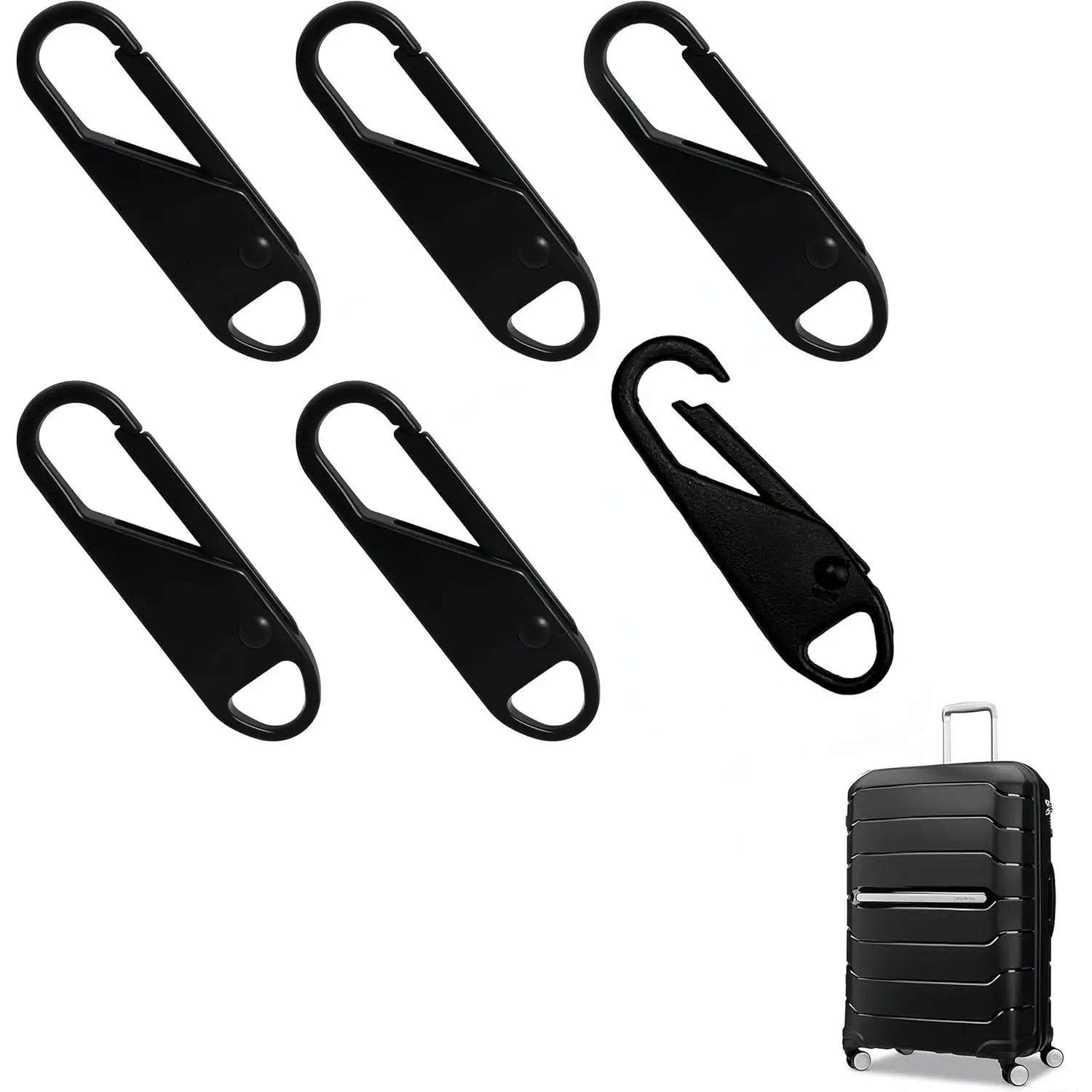 Zipper Pull  Compatible with Samsonite Luggage,6PCS,Metal Pull Tabs,1.4"x0.4"x0.17"