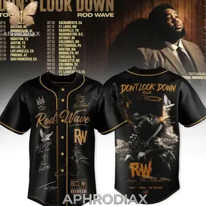 Rod Wave Don’t Look Down Tour Black Baseball Jersey, Official Tour Merch, Hip Hop Concert Fan Shirt, Unisex Music Apparel, Gift for Rod Wave Fans