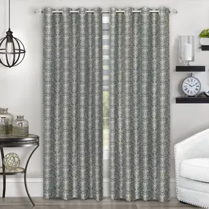 Achim PYPN63BK06 52 x 63 in. Python 8-Grommet Curtain Panel, Black & Silver