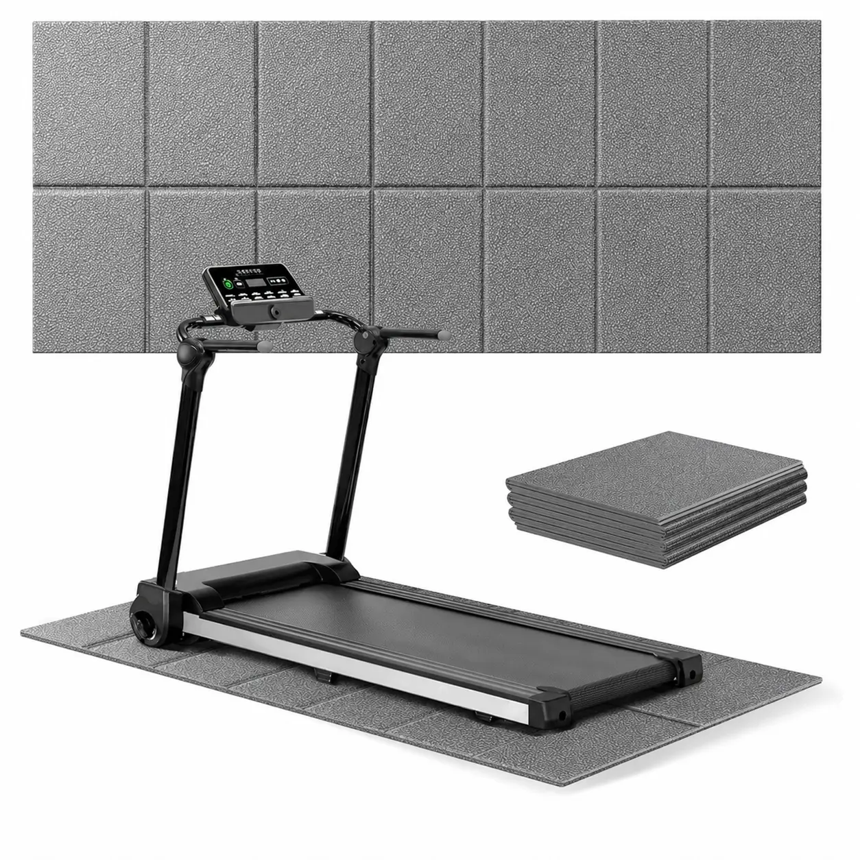Walking Pad Mat, 4mm Foldable Treadmill Mat for Carpet & Hardwood Floors, 55"x23.6" High-Density Floor Protector for Walking Pad, Exercise Bike & Elliptical, Noise Reduction Shock Absorbing Equipment Mat