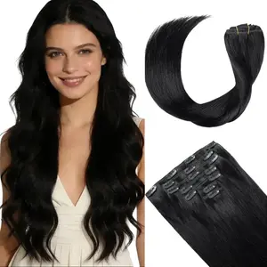 [16inch-24 inch]SOBEAUTY 10/10 real human hair Clip in Hair Extensions 120g 7pcs Straight for Daily Use & Special Occasions for Women long thick springstatements natural