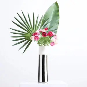Black & White Striped Ceramic Taper Column Tori Vase