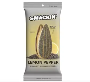 Smackin' Sunflower Seeds - Lemon Pepper Flavor Single Serve Bag 1.5oz Tangy Peppery Low Sodium Jumbo Seeds American Made Perfect For Road Trips & Game Days