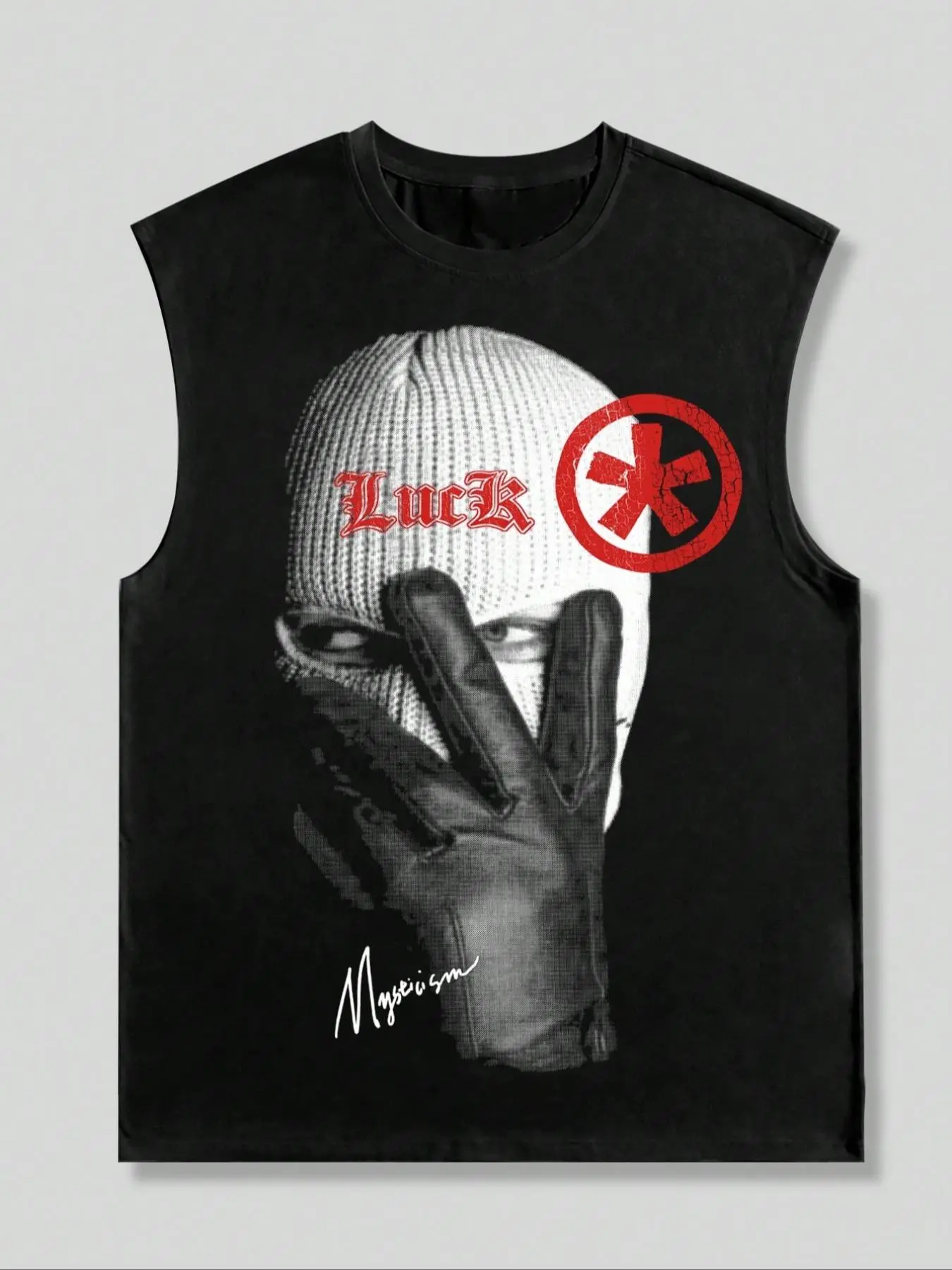 Men's Regular Fit Balaclava & Money Print Graphic Tank Top, Casual Street Sleeveless Top for Daily Wear, Menswear for All Seasons