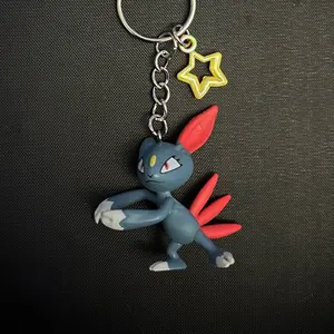 Sneasel Keychain with Clip - Blue Design, Includes Star Charm & Clasp Attachment