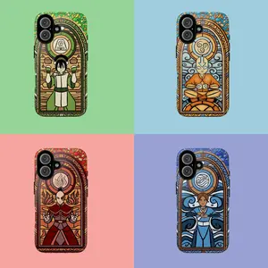 AVT The Last Airbend3r Stained Glass Phone Case | Aang Zuko Katara Toph Bending Art Cover | ATLA Anime Merch Gift for iPhone & Samsung