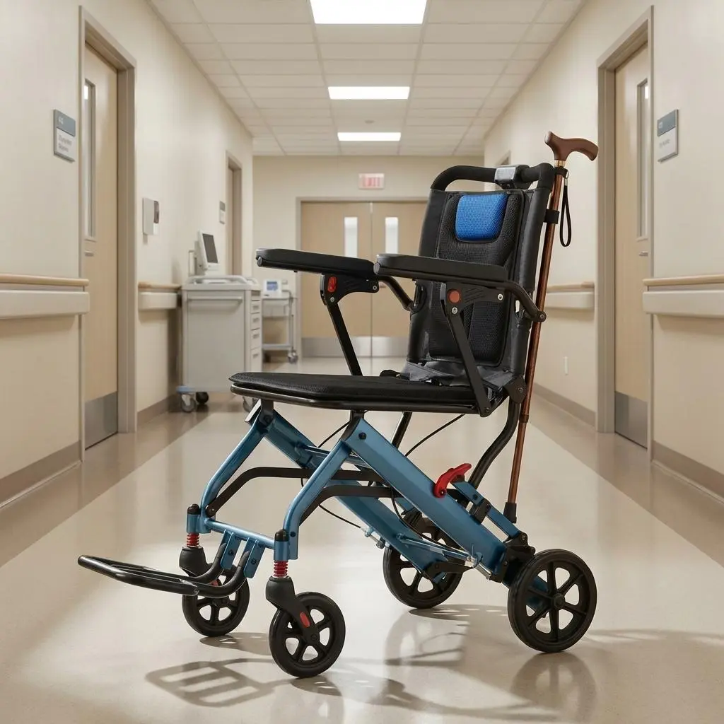 GAOMON Durable Mobility Wheelchair, Aviation Aluminum Frame & Shock Absorbing 10 Inch Wheels, Two-Stage Safety Brake, Lightweight PVC Design for Daily Elderly Mobility