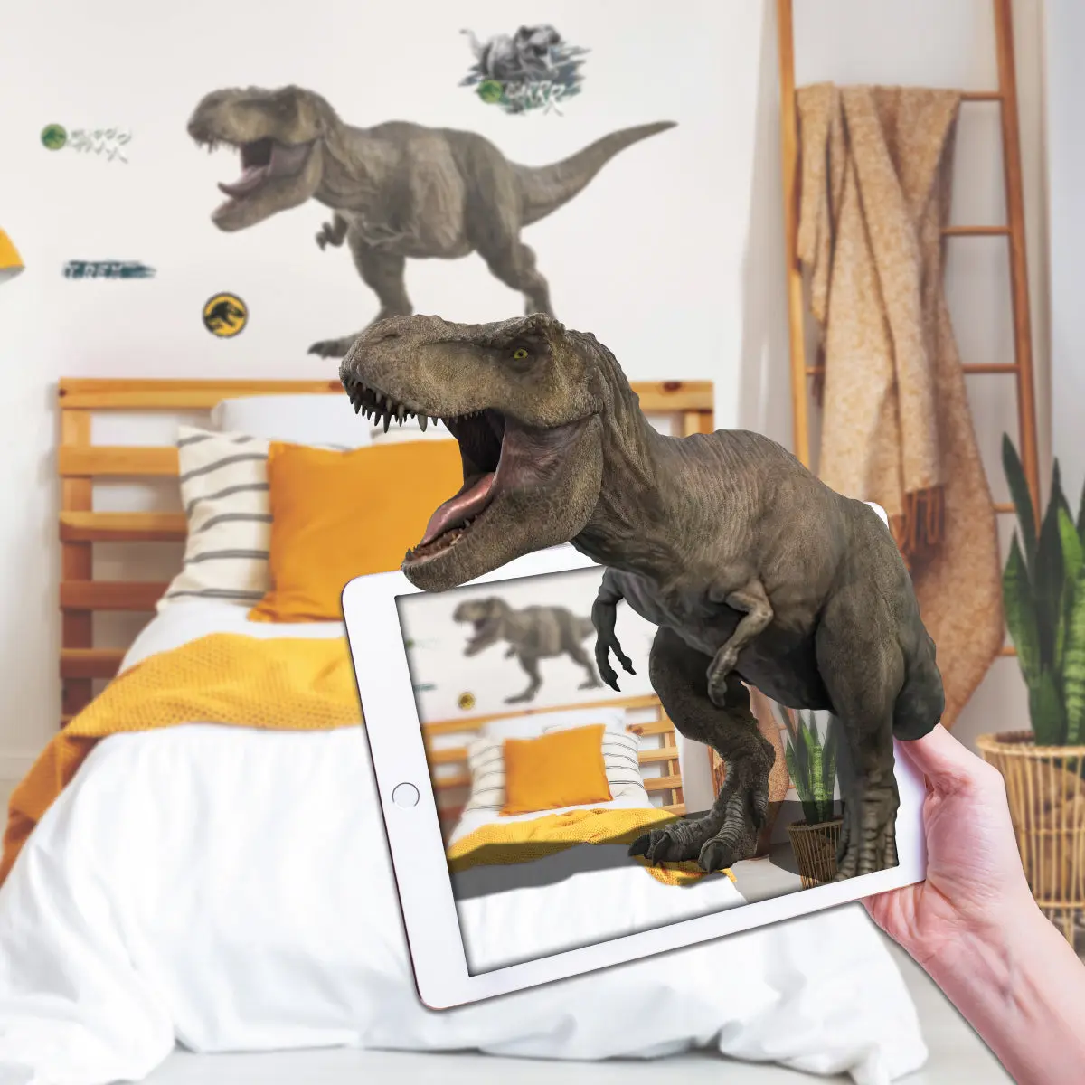 Jurassic Park T-Rex Interactive Wall Decal by Wall Palz - Durable & Long-Lasting 19x33 Inch Dinosaur Decal with AR Technology for Indoor Use
