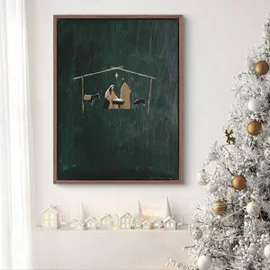 1pc Nativity Scene Wall Art Picture Modern Christian Christmas Prints Canvas Paintings Sacred Manger Holiday Posters Holy Family Decor For Living Room,Bedroom Or Farmhouse Room Decor Gift For Her Unframed Or Framed