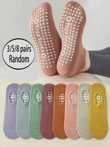 Women's Yoga Socks, Non-Slip Silicone Grip, Low Top, Solid Color, Ideal for Indoor Fitness, Dance, Gym, Pilates, Trampoline, Ballet