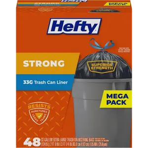 Sacs poubelle extra larges solides, noir, 33 gallons, 48 pièces